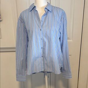 Elegant Blue Striped Women's Blouse